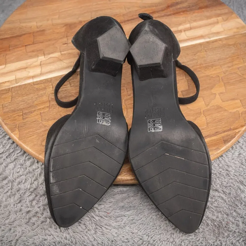 Eileen Fisher Ingle Nubuck Zip‎ Ballerina Pumps Sandals Black Size 8